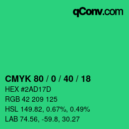 Color code: CMYK 80 / 0 / 40 / 18 | qconv.com