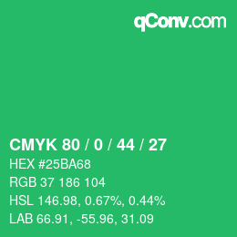 Color code: CMYK 80 / 0 / 44 / 27 | qconv.com