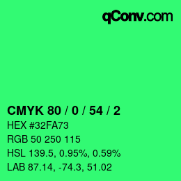Color code: CMYK 80 / 0 / 54 / 2 | qconv.com