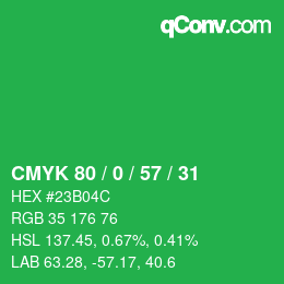 Farbcode: CMYK 80 / 0 / 57 / 31 | qconv.com