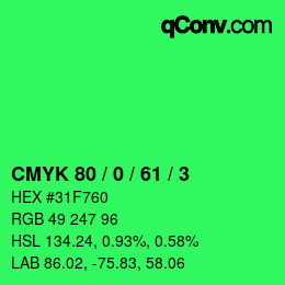 カラーコード: CMYK 80 / 0 / 61 / 3 | qconv.com