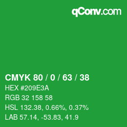 Color code: CMYK 80 / 0 / 63 / 38 | qconv.com
