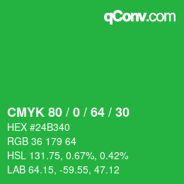 Color code: CMYK 80 / 0 / 64 / 30 | qconv.com