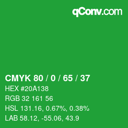 Color code: CMYK 80 / 0 / 65 / 37 | qconv.com