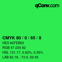 カラーコード: CMYK 80 / 0 / 65 / 8 | qconv.com