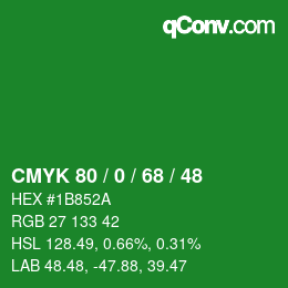 颜色代码: CMYK 80 / 0 / 68 / 48 | qconv.com