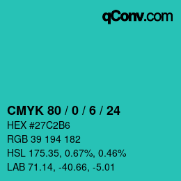 Color code: CMYK 80 / 0 / 6 / 24 | qconv.com