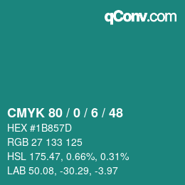 Color code: CMYK 80 / 0 / 6 / 48 | qconv.com