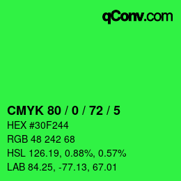 Color code: CMYK 80 / 0 / 72 / 5 | qconv.com