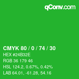 Color code: CMYK 80 / 0 / 74 / 30 | qconv.com