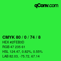 Color code: CMYK 80 / 0 / 74 / 8 | qconv.com