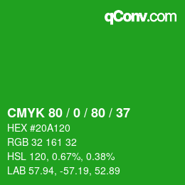 颜色代码: CMYK 80 / 0 / 80 / 37 | qconv.com