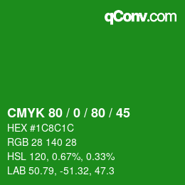 Color code: CMYK 80 / 0 / 80 / 45 | qconv.com