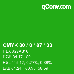 Color code: CMYK 80 / 0 / 87 / 33 | qconv.com