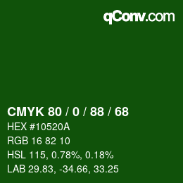 Farbcode: CMYK 80 / 0 / 88 / 68 | qconv.com