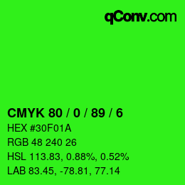 颜色代码: CMYK 80 / 0 / 89 / 6 | qconv.com