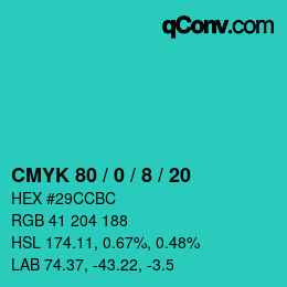 Color code: CMYK 80 / 0 / 8 / 20 | qconv.com