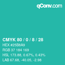 Color code: CMYK 80 / 0 / 8 / 28 | qconv.com