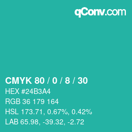 Color code: CMYK 80 / 0 / 8 / 30 | qconv.com