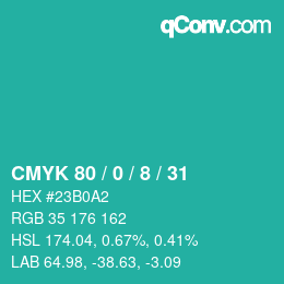 Color code: CMYK 80 / 0 / 8 / 31 | qconv.com
