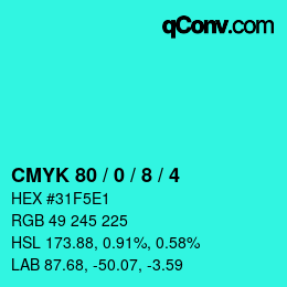 Farbcode: CMYK 80 / 0 / 8 / 4 | qconv.com