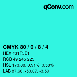 Color code: CMYK 80 / 0 / 8 / 4 | qconv.com