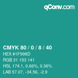 Farbcode: CMYK 80 / 0 / 8 / 40 | qconv.com