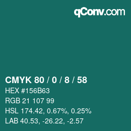 Farbcode: CMYK 80 / 0 / 8 / 58 | qconv.com