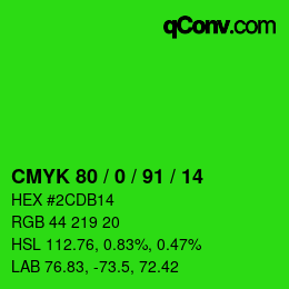 颜色代码: CMYK 80 / 0 / 91 / 14 | qconv.com