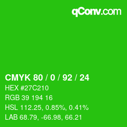 Color code: CMYK 80 / 0 / 92 / 24 | qconv.com