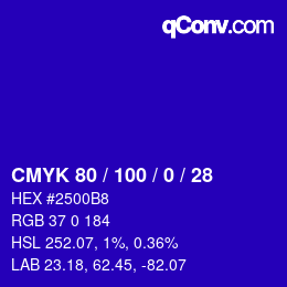 Color code: CMYK 80 / 100 / 0 / 28 | qconv.com