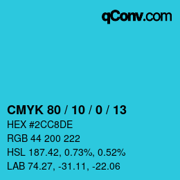 カラーコード: CMYK 80 / 10 / 0 / 13 | qconv.com