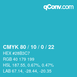 Farbcode: CMYK 80 / 10 / 0 / 22 | qconv.com