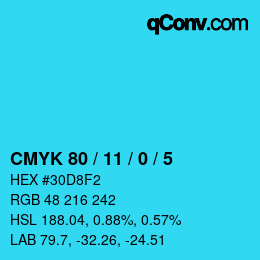 Color code: CMYK 80 / 11 / 0 / 5 | qconv.com