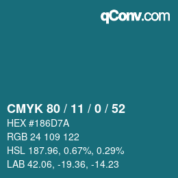 Color code: CMYK 80 / 11 / 0 / 52 | qconv.com