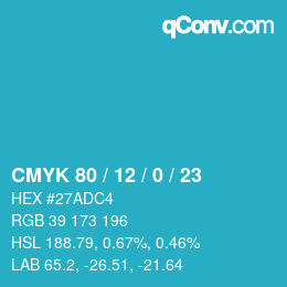 Color code: CMYK 80 / 12 / 0 / 23 | qconv.com
