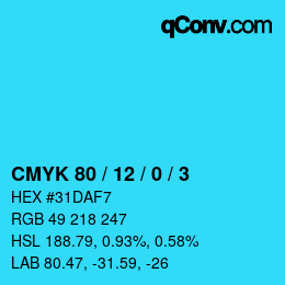 Código de color: CMYK 80 / 12 / 0 / 3 | qconv.com