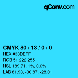 Color code: CMYK 80 / 13 / 0 / 0 | qconv.com