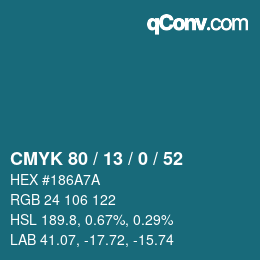 Color code: CMYK 80 / 13 / 0 / 52 | qconv.com