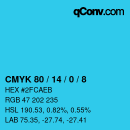 Color code: CMYK 80 / 14 / 0 / 8 | qconv.com