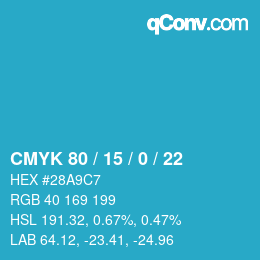 Color code: CMYK 80 / 15 / 0 / 22 | qconv.com