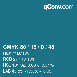 カラーコード: CMYK 80 / 15 / 0 / 48 | qconv.com