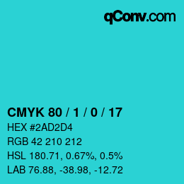 颜色代码: CMYK 80 / 1 / 0 / 17 | qconv.com