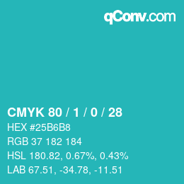 カラーコード: CMYK 80 / 1 / 0 / 28 | qconv.com