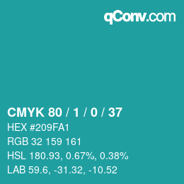 Color code: CMYK 80 / 1 / 0 / 37 | qconv.com