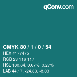 Color code: CMYK 80 / 1 / 0 / 54 | qconv.com