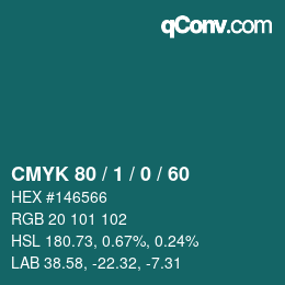 カラーコード: CMYK 80 / 1 / 0 / 60 | qconv.com