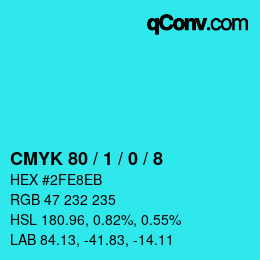 カラーコード: CMYK 80 / 1 / 0 / 8 | qconv.com