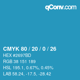颜色代码: CMYK 80 / 20 / 0 / 26 | qconv.com