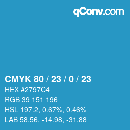 颜色代码: CMYK 80 / 23 / 0 / 23 | qconv.com